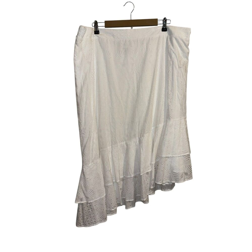 A New Day White Eyelet Midi Skirt Plus Size 2X Boho Cottagecore